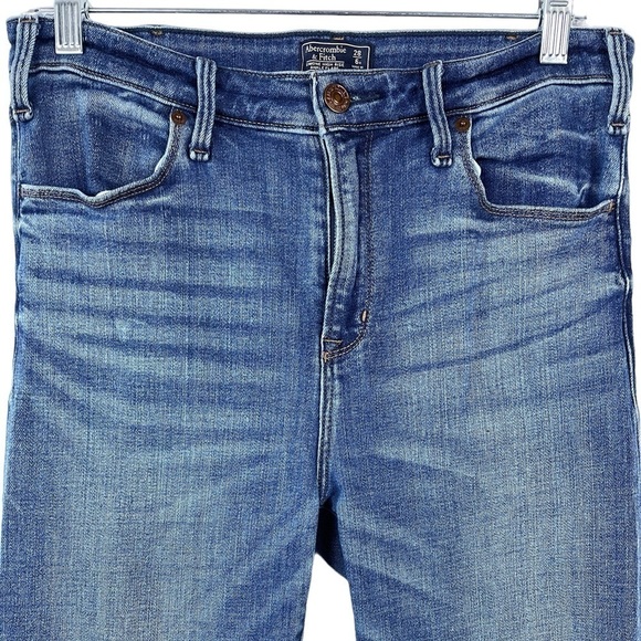 Abercrombie & Fitch Simone High Rise Ankle Flare Frayed Hem Blue Jeans 28 - Picture 3 of 16